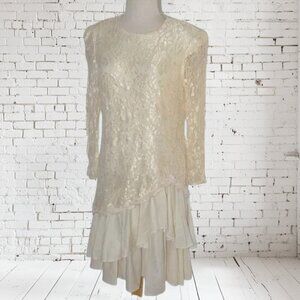 Vintage David Rose  Lace Bodice Zip Back Party Dress